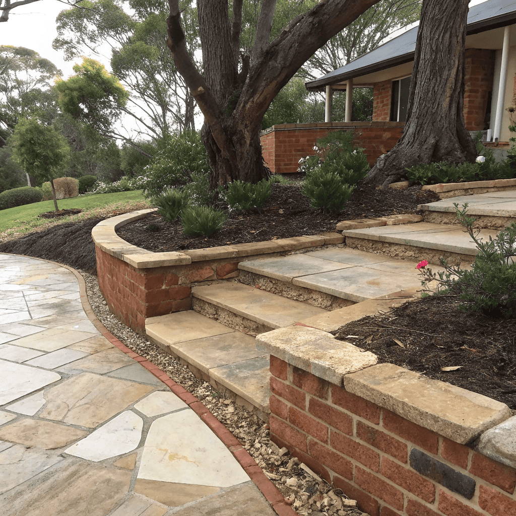 Heritage hardscaping restoration Balgowlah natural stone pathway established garden renovation Northern Beaches
