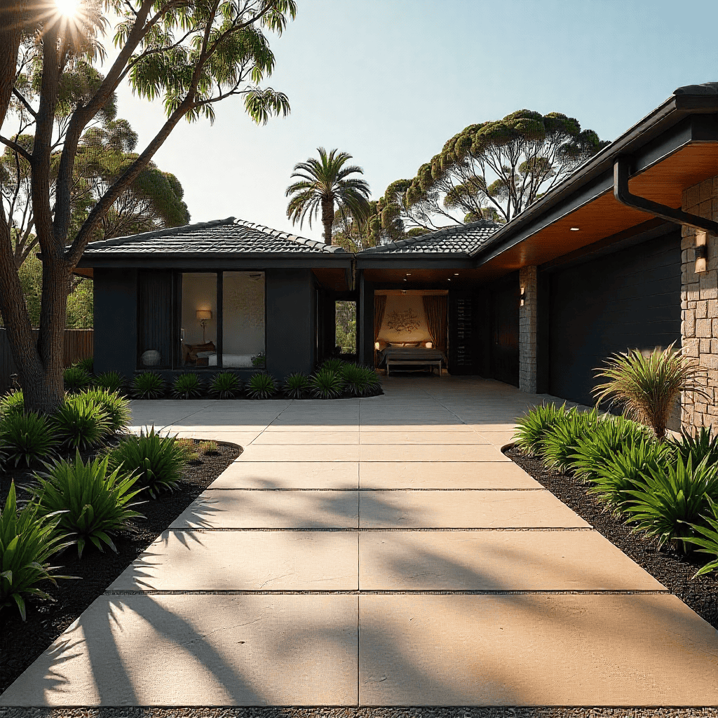 Modern Sandstone Paver Driveway – Northern Beaches Coastal Home