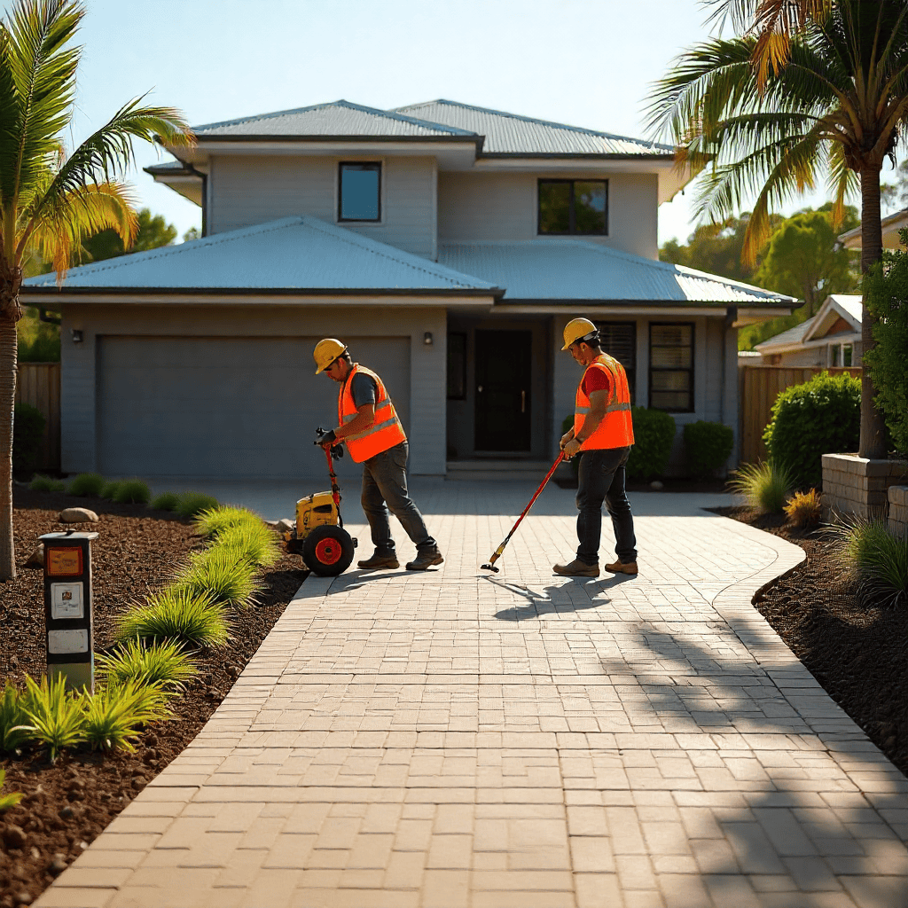 Northern Beaches Driveway Installation – Professional Paving Crew at Work